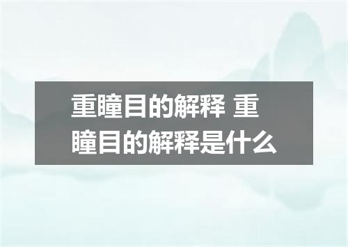 重瞳目的解释 重瞳目的解释是什么