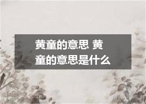 黄童的意思 黄童的意思是什么