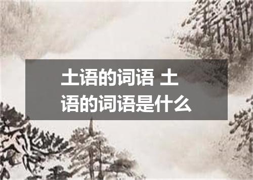 土语的词语 土语的词语是什么