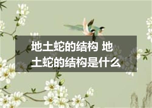 地土蛇的结构 地土蛇的结构是什么