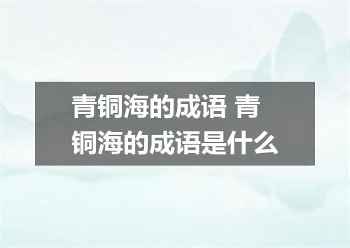 青铜海的成语 青铜海的成语是什么