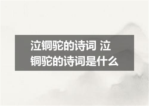 泣铜驼的诗词 泣铜驼的诗词是什么