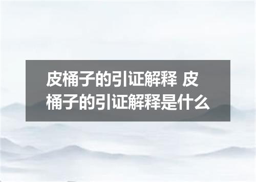 皮桶子的引证解释 皮桶子的引证解释是什么
