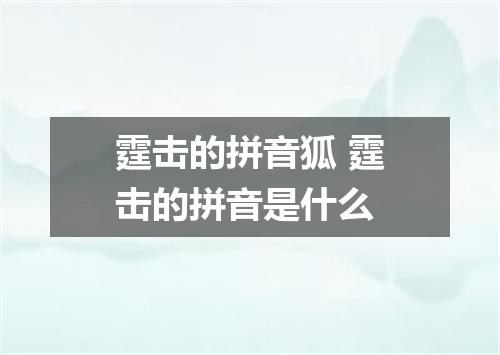 霆击的拼音狐 霆击的拼音是什么