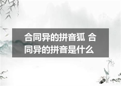 合同异的拼音狐 合同异的拼音是什么