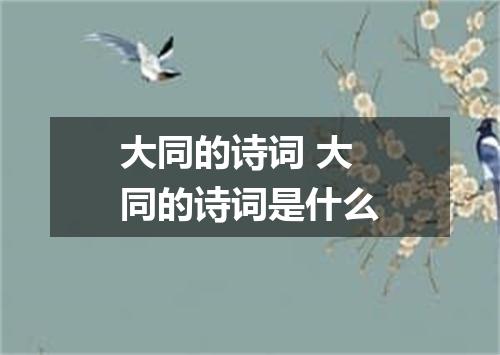 大同的诗词 大同的诗词是什么