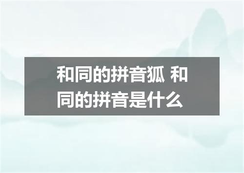 和同的拼音狐 和同的拼音是什么