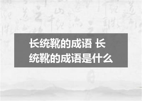 长统靴的成语 长统靴的成语是什么