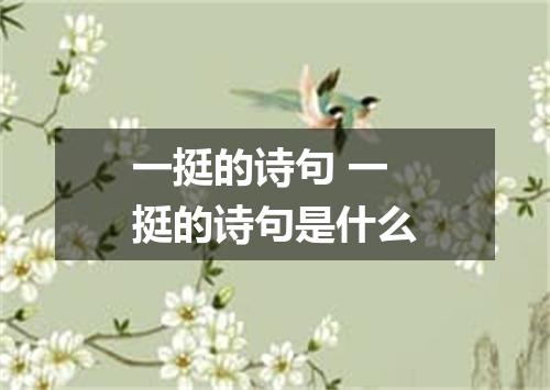 一挺的诗句 一挺的诗句是什么