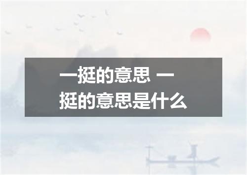 一挺的意思 一挺的意思是什么