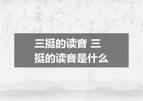 三挺的读音 三挺的读音是什么