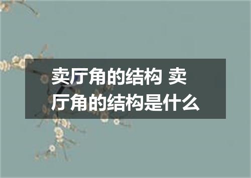 卖厅角的结构 卖厅角的结构是什么