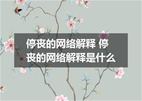 停丧的网络解释 停丧的网络解释是什么