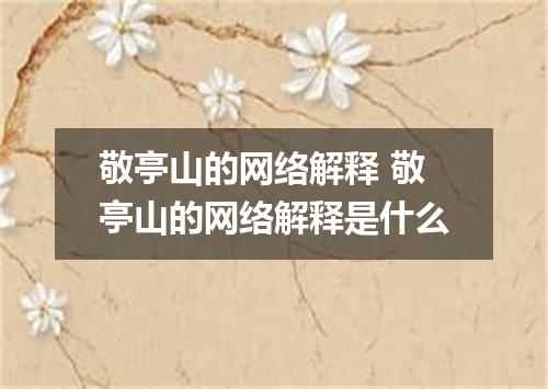 敬亭山的网络解释 敬亭山的网络解释是什么