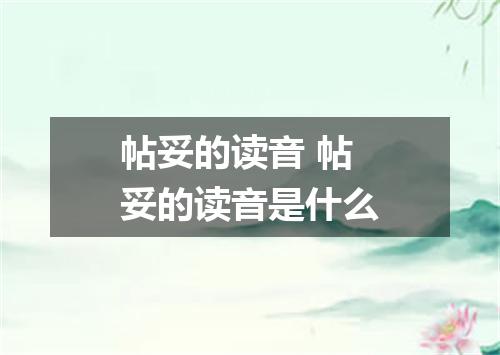帖妥的读音 帖妥的读音是什么