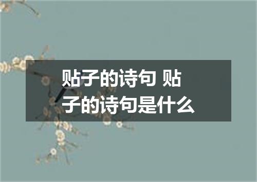 贴子的诗句 贴子的诗句是什么