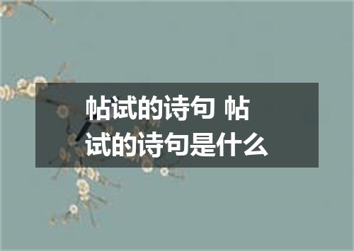 帖试的诗句 帖试的诗句是什么