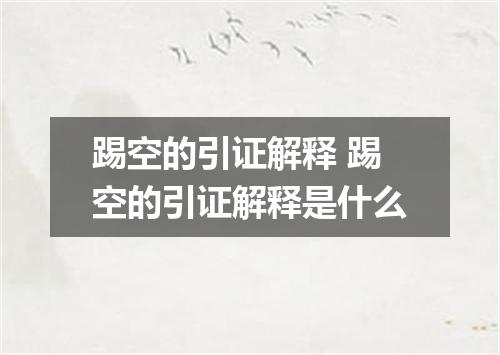 踢空的引证解释 踢空的引证解释是什么