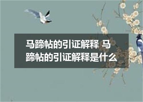 马蹄帖的引证解释 马蹄帖的引证解释是什么