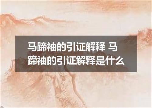 马蹄袖的引证解释 马蹄袖的引证解释是什么