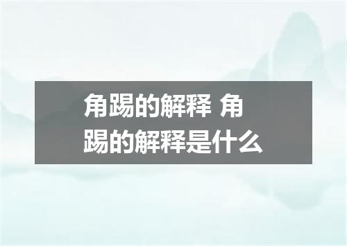 角踢的解释 角踢的解释是什么