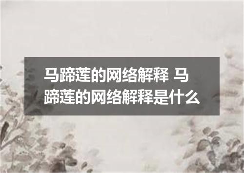马蹄莲的网络解释 马蹄莲的网络解释是什么