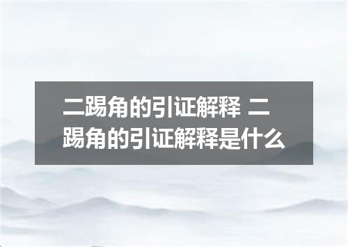 二踢角的引证解释 二踢角的引证解释是什么