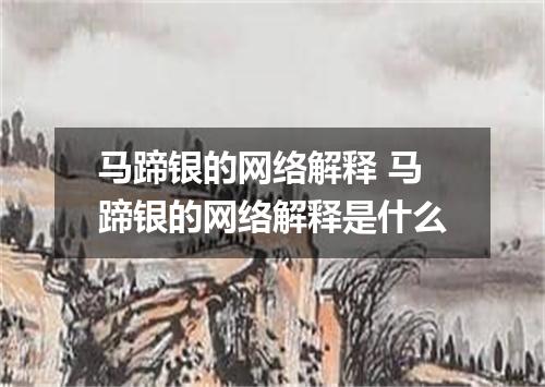 马蹄银的网络解释 马蹄银的网络解释是什么