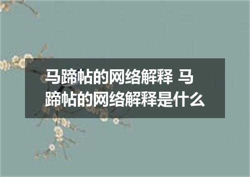 马蹄帖的网络解释 马蹄帖的网络解释是什么