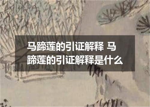 马蹄莲的引证解释 马蹄莲的引证解释是什么