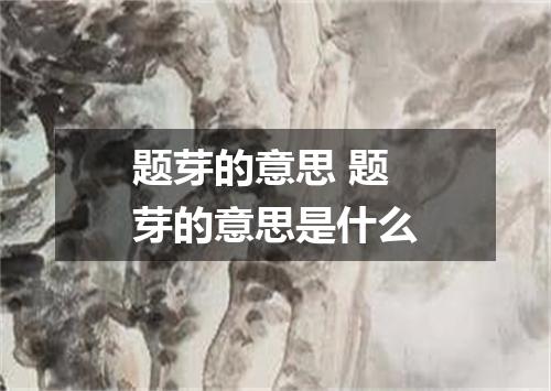 题芽的意思 题芽的意思是什么