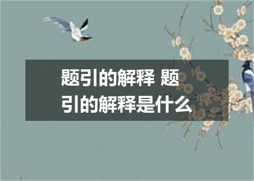 题引的解释 题引的解释是什么