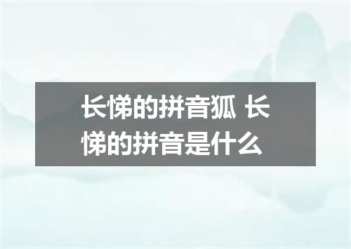 长悌的拼音狐 长悌的拼音是什么