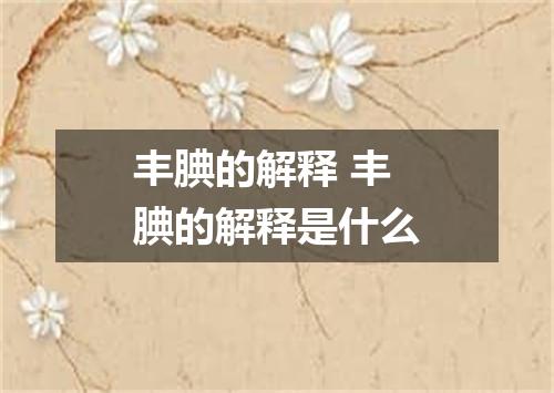 丰腆的解释 丰腆的解释是什么