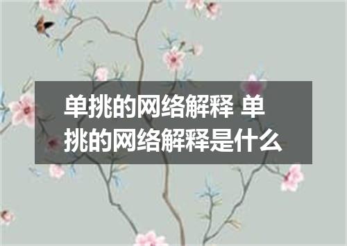 单挑的网络解释 单挑的网络解释是什么