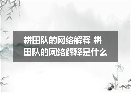 耕田队的网络解释 耕田队的网络解释是什么