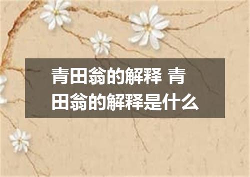 青田翁的解释 青田翁的解释是什么