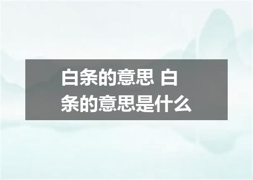 白条的意思 白条的意思是什么