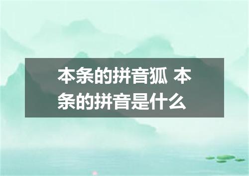本条的拼音狐 本条的拼音是什么