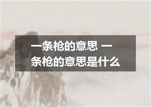 一条枪的意思 一条枪的意思是什么