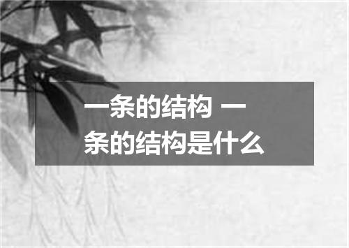 一条的结构 一条的结构是什么