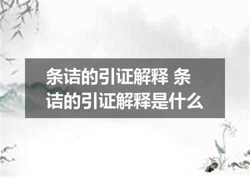 条诘的引证解释 条诘的引证解释是什么