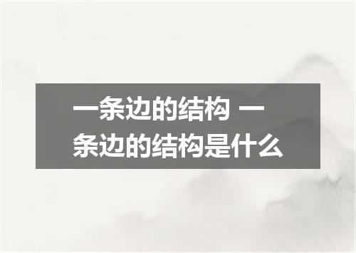一条边的结构 一条边的结构是什么