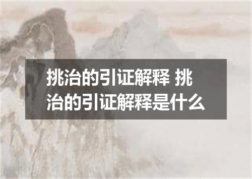 挑治的引证解释 挑治的引证解释是什么