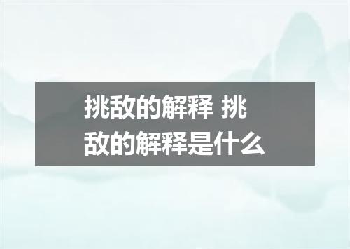 挑敌的解释 挑敌的解释是什么
