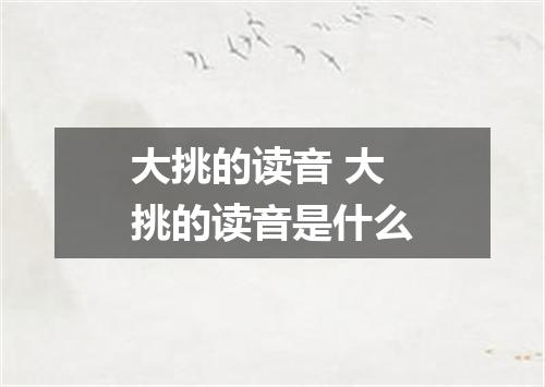 大挑的读音 大挑的读音是什么