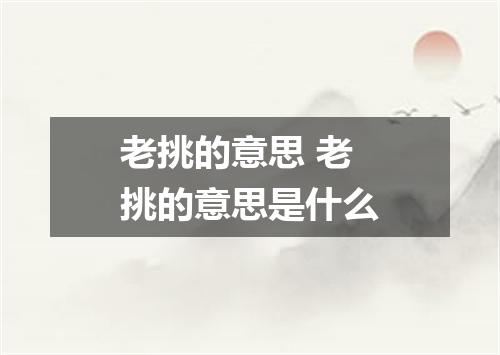 老挑的意思 老挑的意思是什么