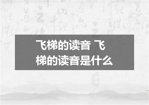 飞梯的读音 飞梯的读音是什么