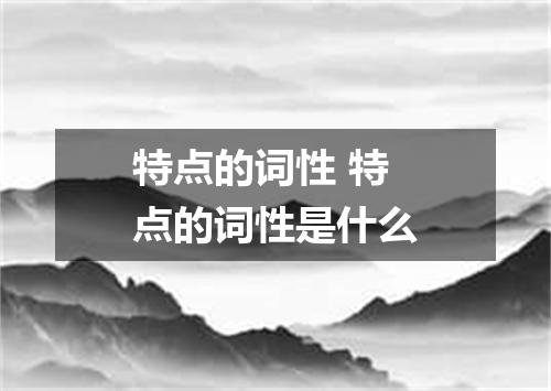 特点的词性 特点的词性是什么
