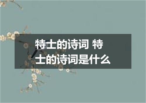 特士的诗词 特士的诗词是什么